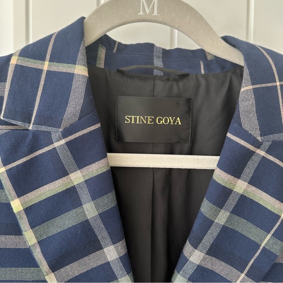 Stine Goya Vina Checked Blazer in Tartan Navy - Picture 10 of 12